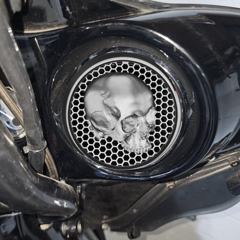 97-25+ Harley inner Touring 3D twisted skull speakers grill covers set