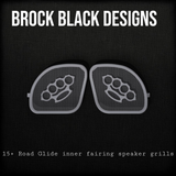 98-2024 Road Glide 3D brass knuckles speakers grill covers set