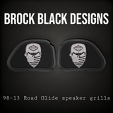 98-2024 Road Glide 3D skull speakers grill covers set