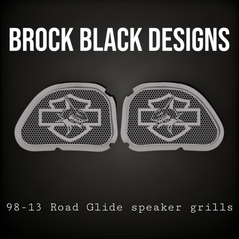 98-2024 Road Glide 3D shark speakers grill covers set