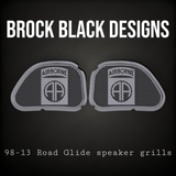 98-2024 Road Glide 3D Airborne logo speakers grill covers set