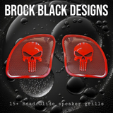 98-2024 Road Glide 3D punisher speakers grill covers set