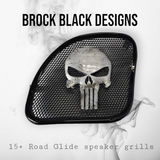 98-2024 Road Glide 3D punisher speakers grill covers set