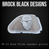 98-2024 Road Glide 3D skull speakers grill covers set