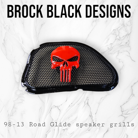 98-2024 Road Glide 3D punisher speakers grill covers set