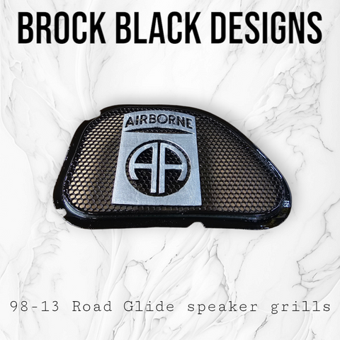98-2024 Road Glide 3D Airborne logo speakers grill covers set