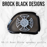 98-2024 Road Glide 3D Celtic cross speakers grill covers set