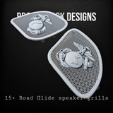 98-2024 Road Glide 3D USMC speakers grill covers set