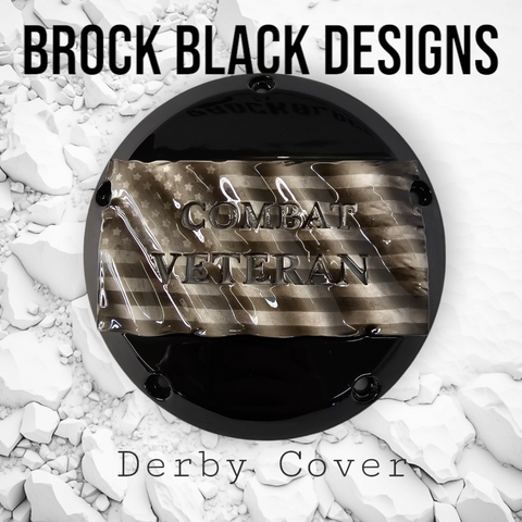 Tattered American Flag with Cobat Veteran Harley derby cover