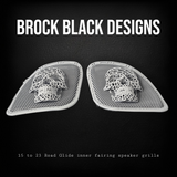 98-2024 Road Glide 3D webbed Skull speakers grill covers set