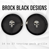 A set of Punisher 14-23 Harley Davidson Touring Pack Speaker Grill Cover Guard