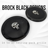 A set of Punisher 14-23 Harley Davidson Touring Pack Speaker Grill Cover Guard