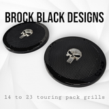 A set of Punisher 14-23 Harley Davidson Touring Pack Speaker Grill Cover Guard