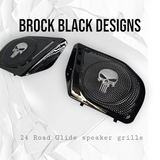 98-2024 Road Glide 3D punisher speakers grill covers set