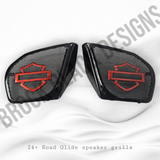 98 to 2024 Road Glide 3D shield speakers grill covers set