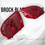 98-2024+ Road Glide 3D webbed Skull speakers grill covers set