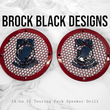 A set of POW MIA 14-23 Harley Davidson Touring Pack Speaker Grill Cover Guard