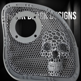98 to 23 Road Glide webbed skull with Diamond horn speakers grill covers set
