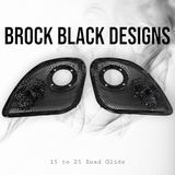98 to 23 Road Glide webbed skull with Diamond horn speakers grill covers set