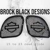 98 to 2024 Road Glide 3D shield speakers grill covers set