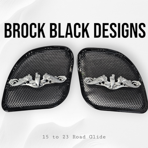 98-2025 Road Glide 3D Navy Enlisted Submarine Dolphins speakers grill covers set