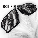 98-2024 Road Glide 3D webbed Skull speakers grill covers set