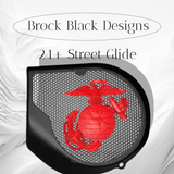 97-25+ Harley inner Touring 3D USMC speakers grill covers set