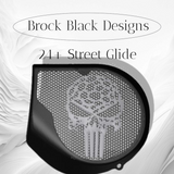 97-25+ Harley inner 3D punisher speakers grill covers set