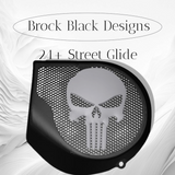 97-25+ Harley inner 3D punisher speakers grill covers set
