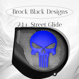 97-25+ Harley inner 3D punisher speakers grill covers set