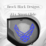 97-25+ Harley inner Touring 3D Air Force speakers grill covers set