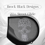 97-25+ Harley inner Touring 3D webbed skull speakers grill covers set