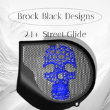 97-25+ Harley inner Touring 3D webbed skull speakers grill covers set