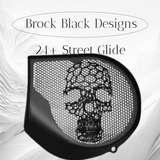 97-25+ Harley inner Touring 3D webbed skull speakers grill covers set