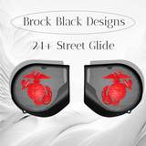 97-25+ Harley inner Touring 3D USMC speakers grill covers set