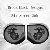 97-25+ Harley inner Touring 3D USMC speakers grill covers set