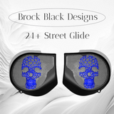 97-25+ Harley inner Touring 3D webbed skull speakers grill covers set