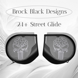 97-25+ Harley inner 3D punisher speakers grill covers set