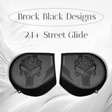 97-25+ Harley inner 3D punisher speakers grill covers set