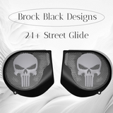 97-25+ Harley inner 3D punisher speakers grill covers set