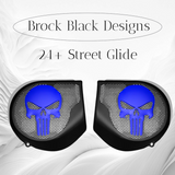 97-25+ Harley inner 3D punisher speakers grill covers set