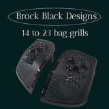 14-24 Harley Davidson bag lid Speaker Grill Cover webbed skull