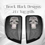 24+ Harley Davidson bag lid Speaker Grill Cover webbed skull