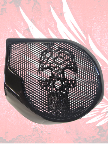 97-25+ Harley inner Touring 3D webbed skull speakers grill covers set
