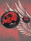 Harley Davidson derby cover and point covers of twisted red skull