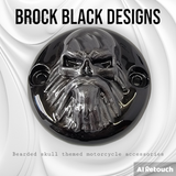 3D bearded skull derby cover and points cover