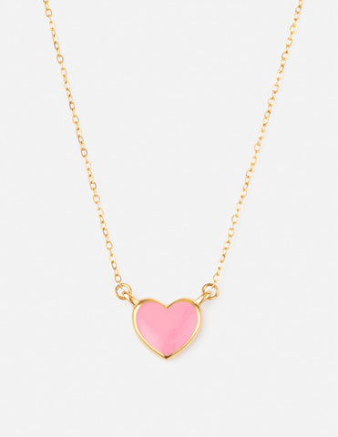 Pink Enamel Heart Necklace