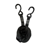 1" Black Ratchet Strap w/Vinyl S Hook LENGTH OPTIONS | FOUR PACK