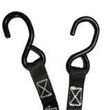 1" Black Ratchet Strap w/Vinyl S Hook  | LENGTH OPTIONS