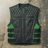 Tactical Emerald Men’s Motorcycle Leather Vest